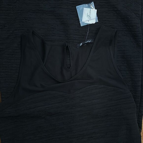 Forever 21 Mini Shirt Length Black Sheer Top Dress Large L NWT - Picture 5 of 5